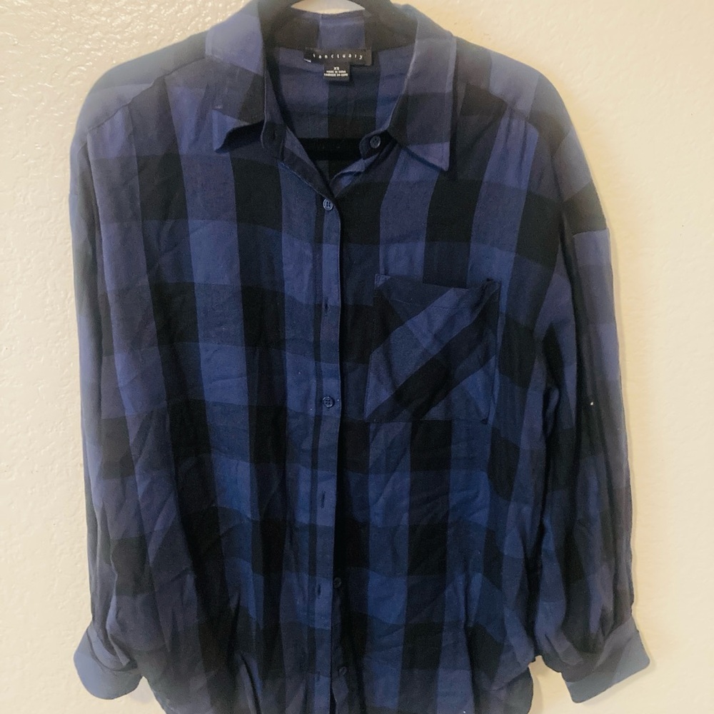 Sanctuary Navy and Black Checkered Men's Shirt